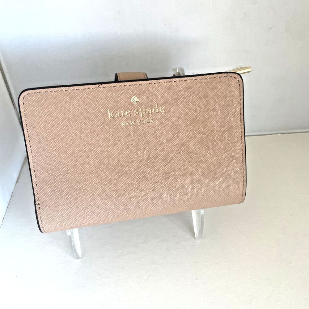 Kate Spade NY Madison Medium Compact Bifold Wallet Conch Pink Saffiano Leather
